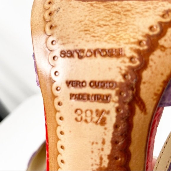 Sergio Rossi leather and canvas slingback heels - Picture 4 of 7